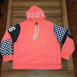 Justify LS Neon Orange Pullover Hoodie "86 Love" - Size 1X